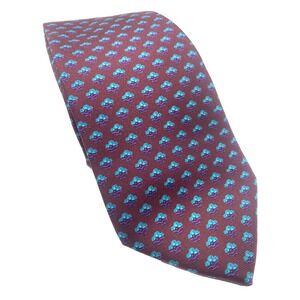 Conte di Roma men's 100% Silk necktie Hand Made in Italy deep purple blue floral